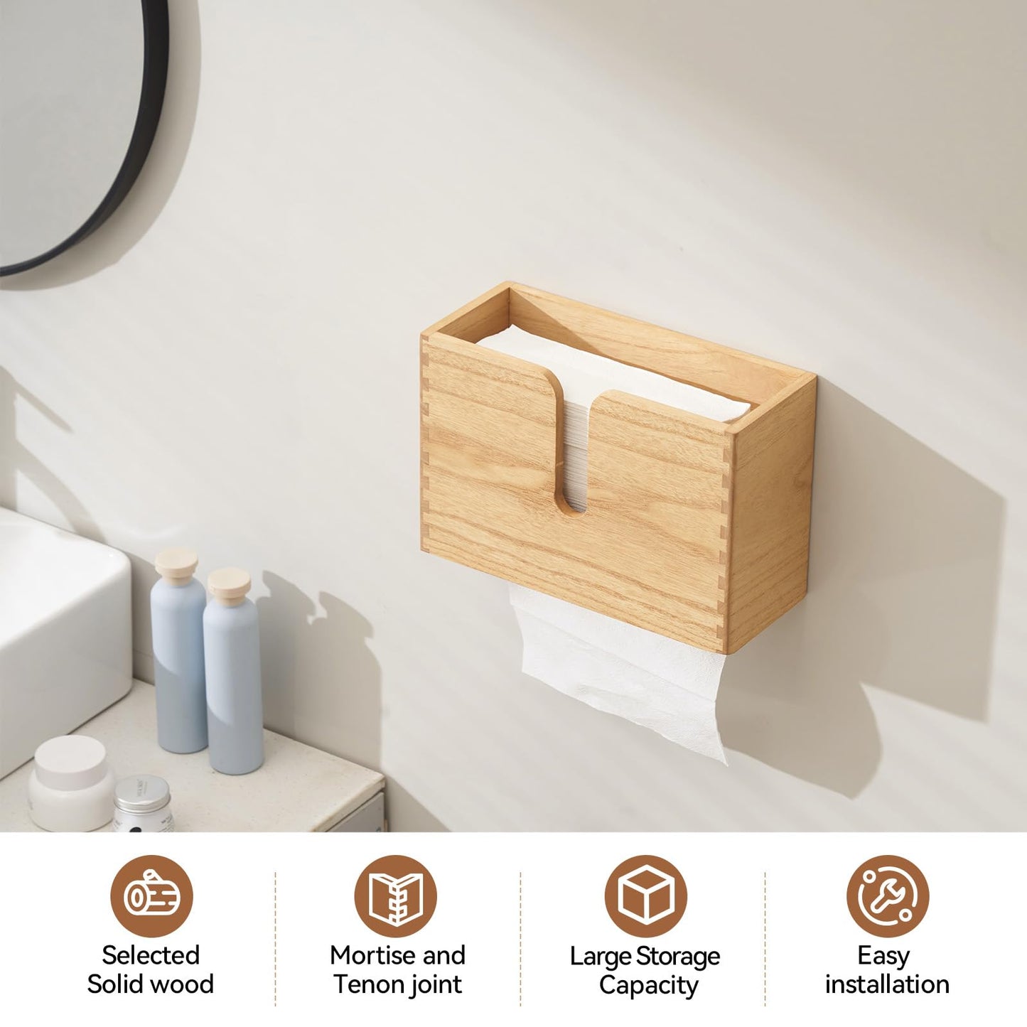 KIRIGEN Multifold Paper Towel Dispenser, Wall Mount or Countertop Natural