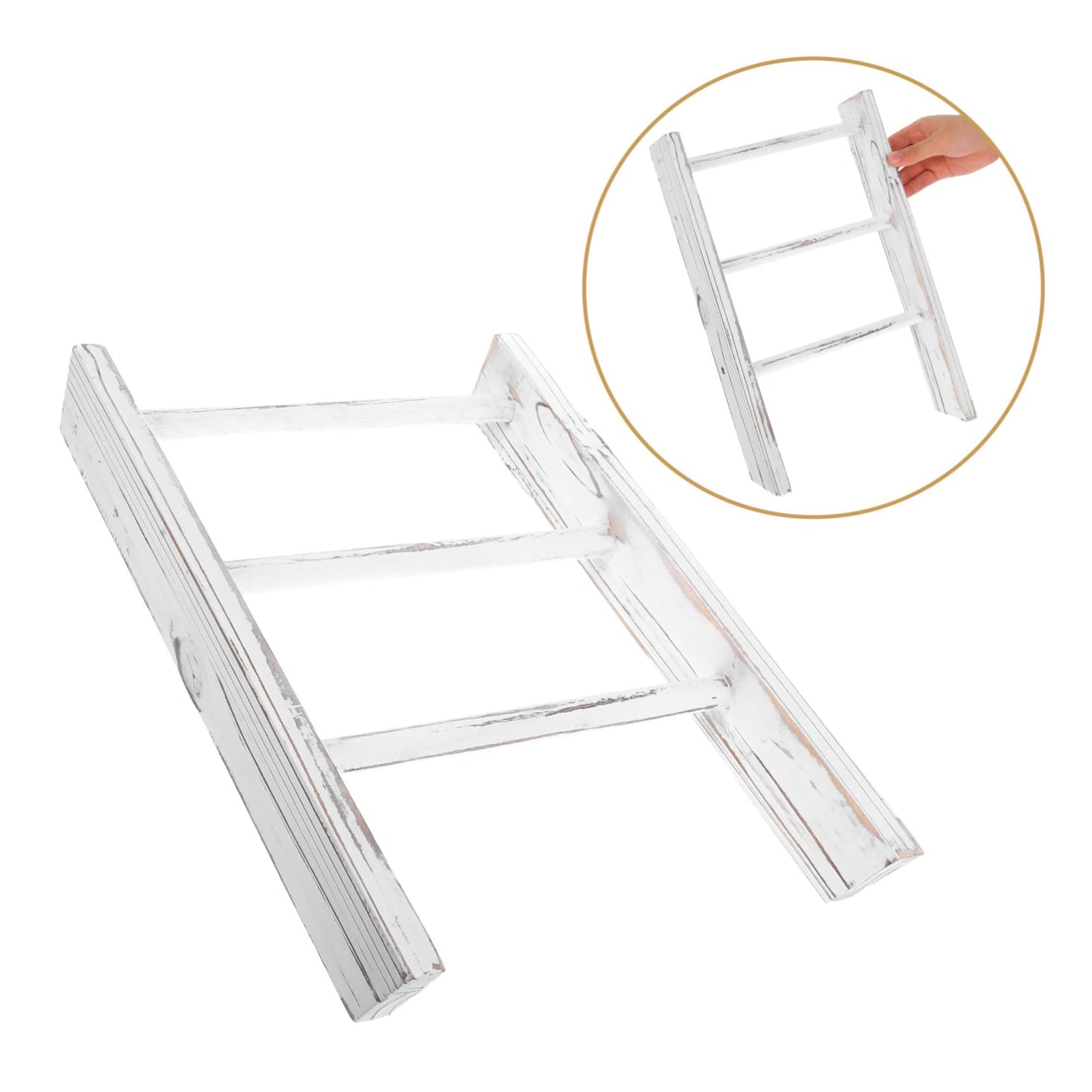 ANDRESLAD Mini Blanket Ladder Rack Small Farmhouse Decorative Wall Mounted Towel Holder Space Saving Display for Bathroom Kitchen Versatile Multifunctional Design in White
