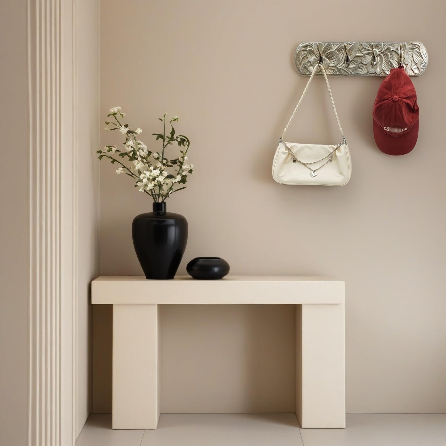 dugunusu Decorative Wall Mounted Coat Rack with 4 Hooks, Rustic Wood Wall Organizer for Hanging Coats, Hats, Towels, Bags,Jackets, Keys (Champagne Gold)