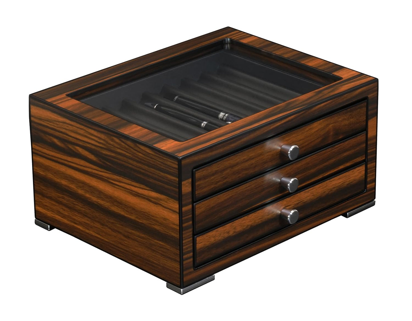 Decorebay Avid Pen Collector Case Wooden Fountain Pen Box and Organizer with Glass Window (Brown - 24 Pen)