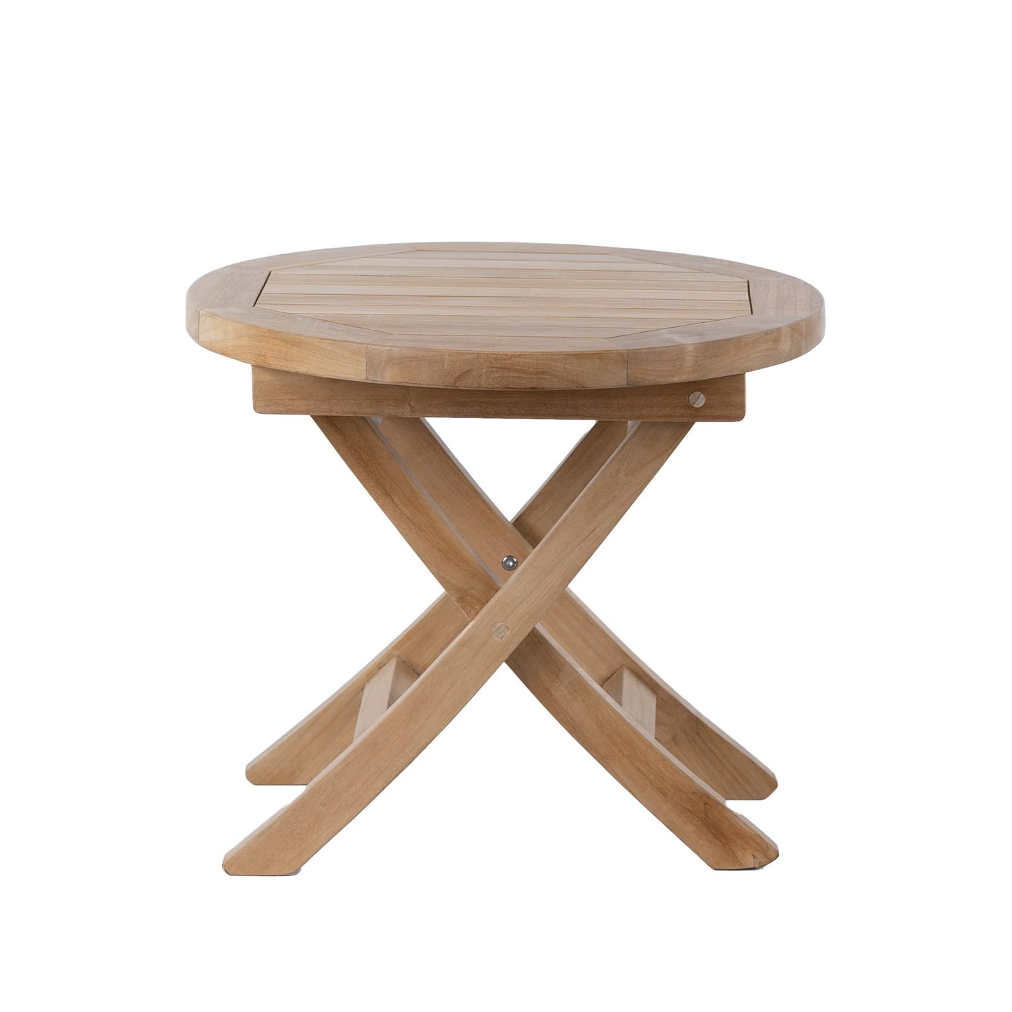 RRI Goods Teak Wood Folding 20”-Inch Outdoor Coffee Table - Perfect for Camping & Outdoor Entertaining - Ideal for Backyard, Front Porch, Balcony (Round)
