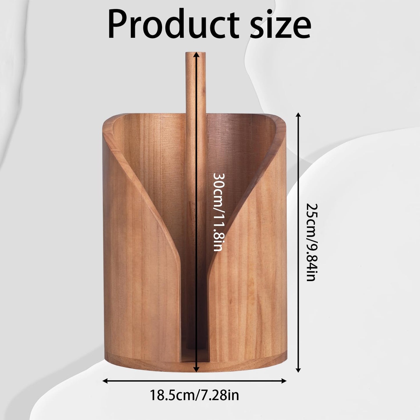 Wooden Paper Towel Holder for Kitchen Countertop – Heavy Duty Pine Wood Towel Dispenser with Stable Base & 5 Anti-Skid Rubber Pads – Fits Standard Paper Towel Rolls – Rustic Farmhouse Kitchen Décor