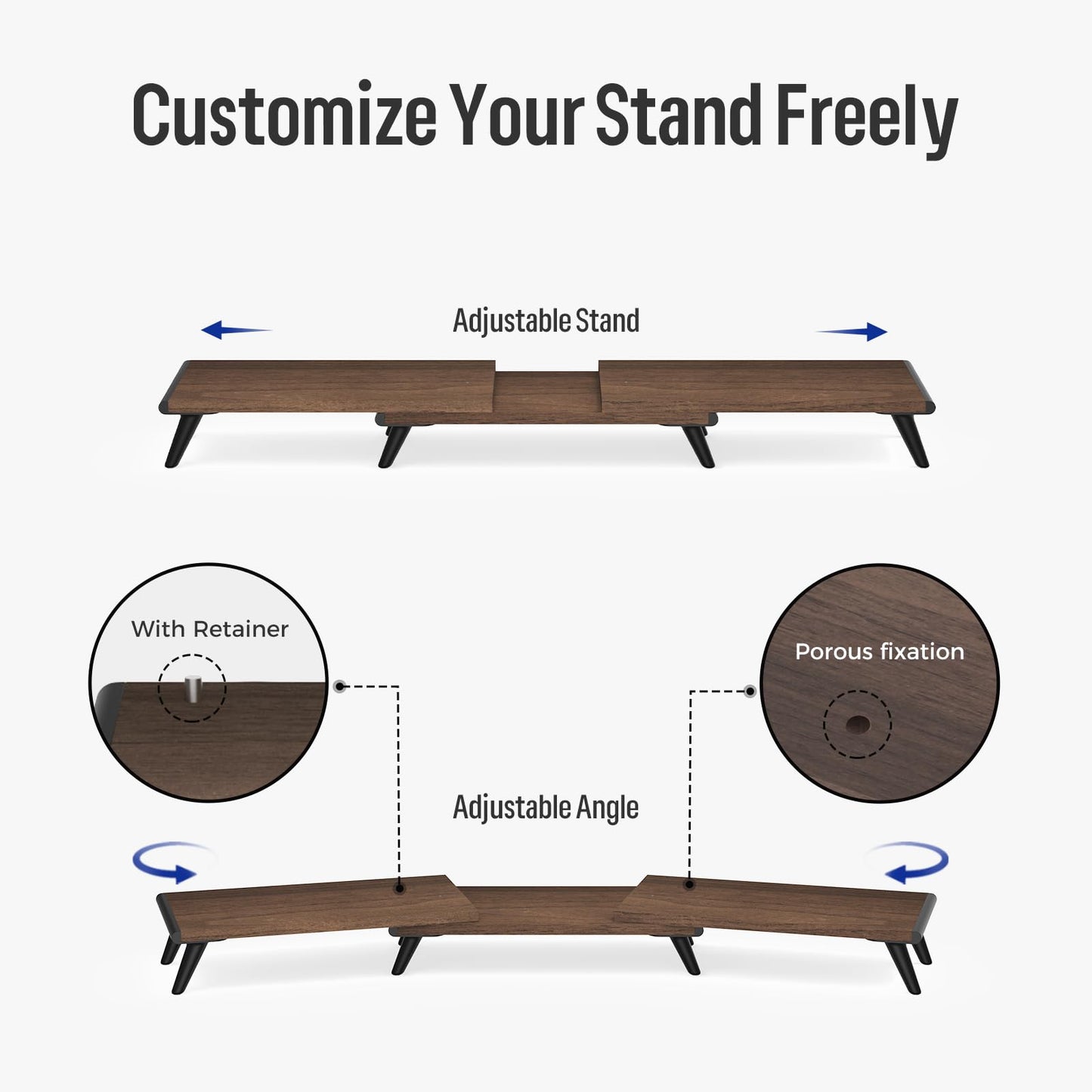 loukin 17.32"*9.84" Dual Monitor Stand Riser for Desk (Brown) | 32"x14" Erasable Dry Erase Desk Mat