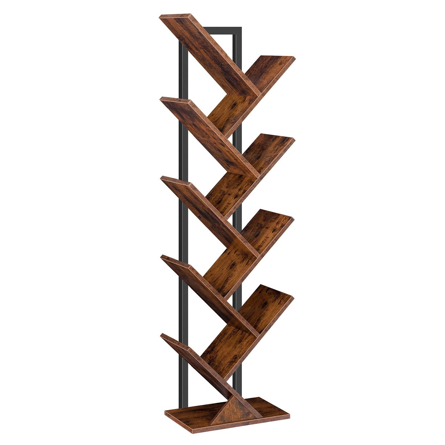 HOOBRO Free Standing Towel Rack and Tree Bookshelf Bundle, Drying and Display Rack with Shelf, loor Standing Storage Rack, for Display of CDs, BF02LB01-BF08SJ01G1