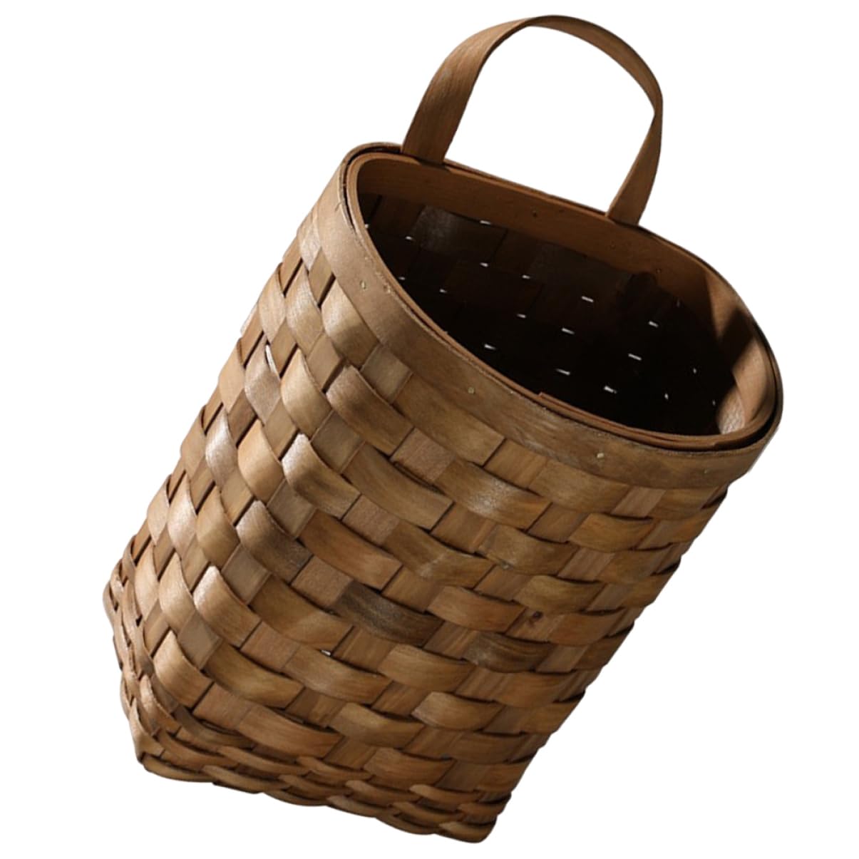 BESPORTBLE Wooden Wall Flower Basket Small Woven Basket Bread Basket Jute Hanging Basket Garlic Basket Hanging Wall Basket Wall Mount Baskets Potato Onion Storage Basket Wicker Vase, 25X17X13.5CM