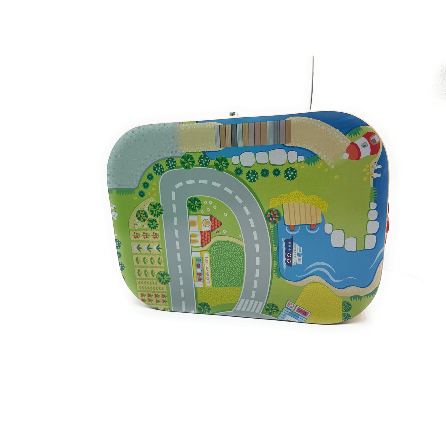 MUVANI Boxed City Wooden Blocks Set, Wooden City Building Blocks with Cars and Roads, Educational Pretend Play Toy for Kids