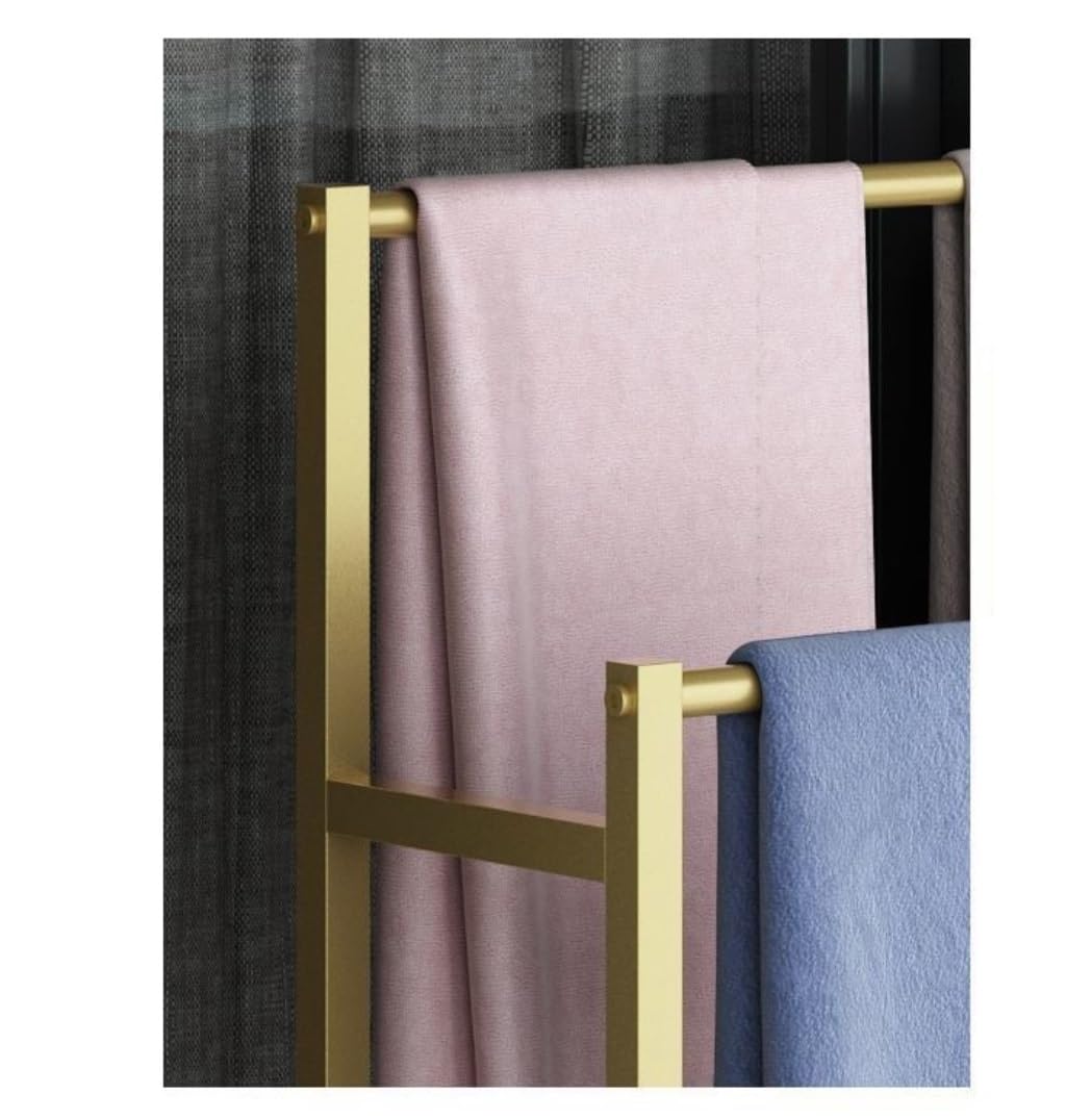 BIOMICE Floor Towel Rack Iron Standing Towel Rack 2 Tier Freestanding Towel Holder Towel Stand for Bathroom Freestanding Towel Racks