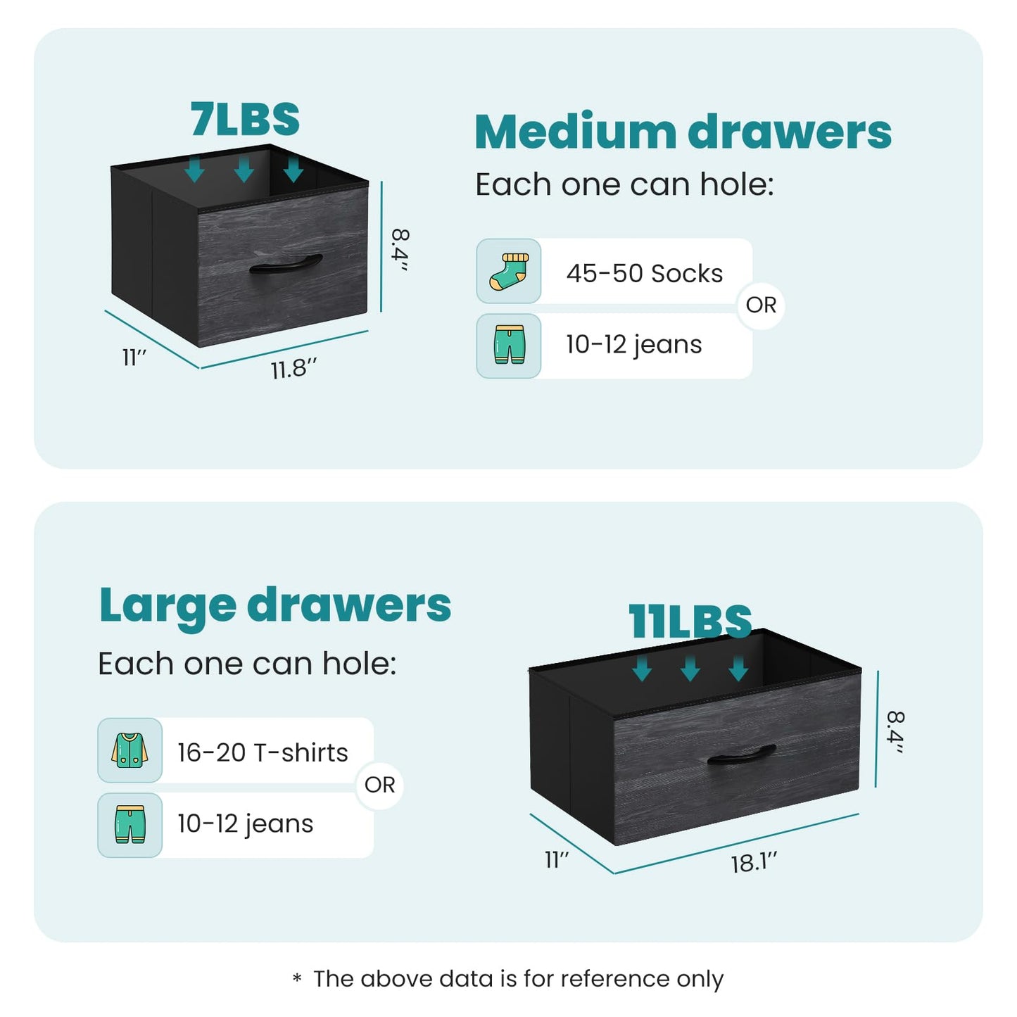 OLIXIS 7 Drawers Dresser for Bedroom, Fabric Storage Tower for Living Room, Entryway - Sturdy Steel Frame, Wooden Top and Easy Pull Fabric Bins, Closet Chests Organizer for Clothes,Black Wood Grain