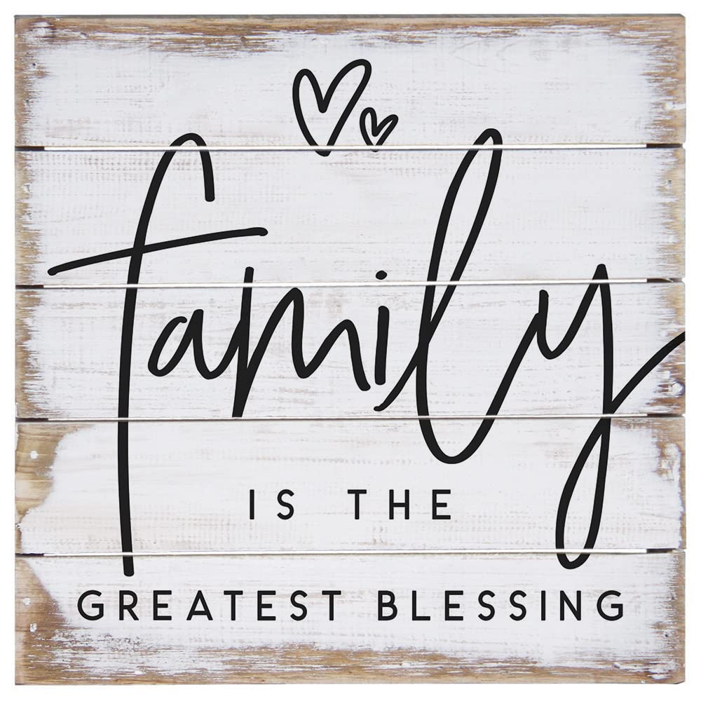 Simply Said, INC Perfect Pallet Petites Family Is the Greatest Blessing Sign, Rustic Wooden Plaque, Farmhouse Wall Decor or Shelf Sitter, 8 Inch