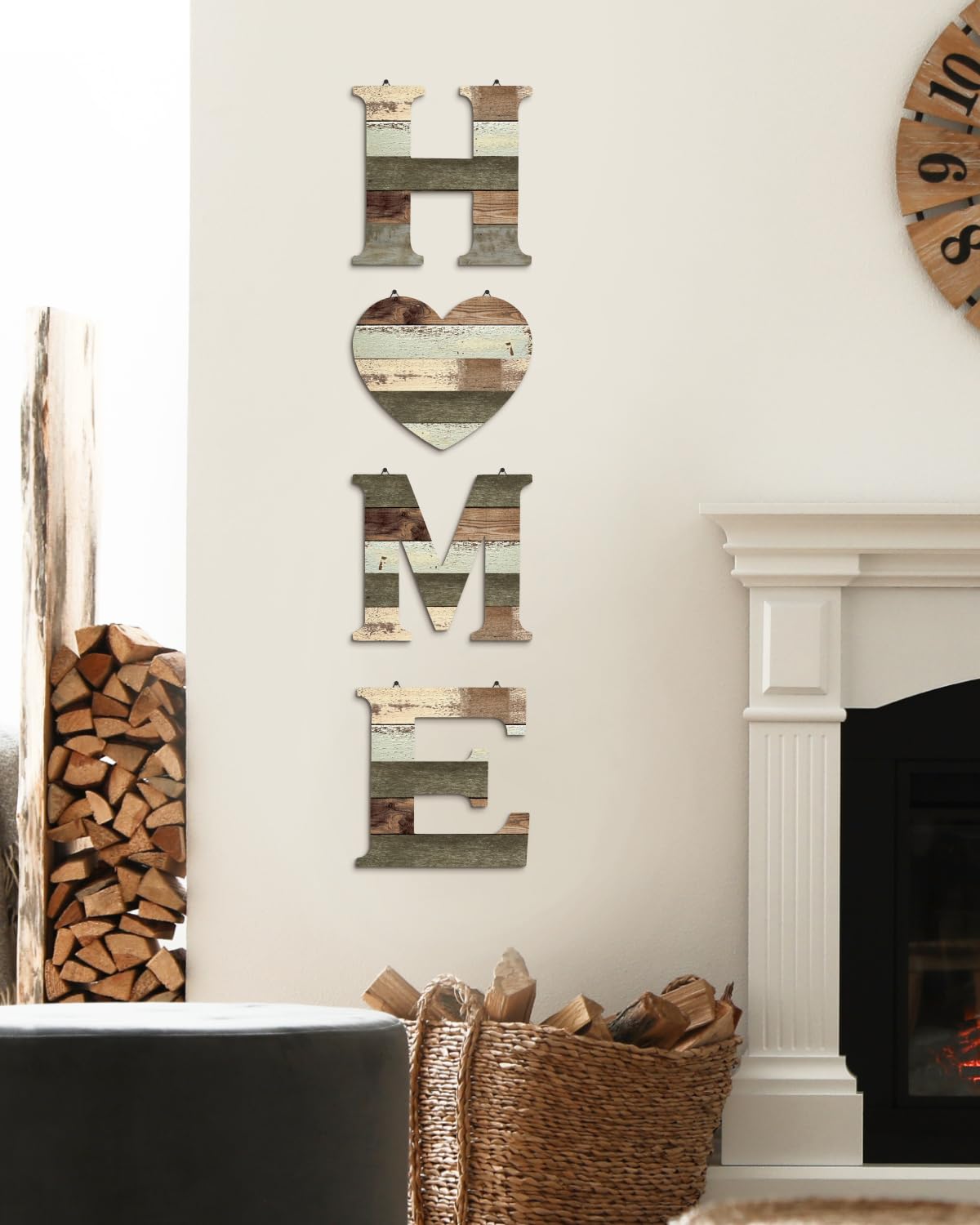 Putuo Decor Rustic Wood Home Wall Decoration, Decorative Hanging Plaques, Home Wall Art Letters Set Decor, for Living Room Bedroom Entryway Hallway