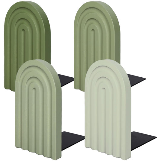 Whaline 4 Pcs Boho Wooden Arch Bookends Sage Green Rainbow Non-Skid Book Stoppers Study Decorative Bookend for Heavy Books Back to School Home Office Library Table Living Room Nursery (4 Colors)