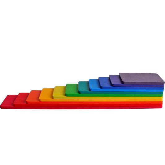 Dinhon 11 PCS Wooden Rainbow Board Oversized Stacking Game Jigsaw Puzzle Building Blocks Children's Baby Toddler Toys 3 Years Old Boys and Girls Toy Gifts