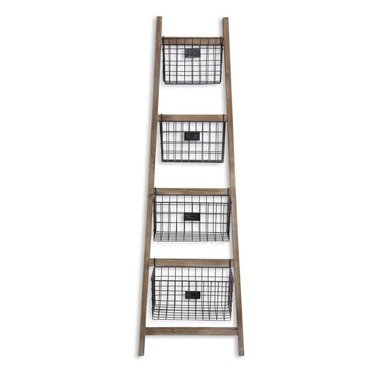 4 Metal Storage Basket Ladder