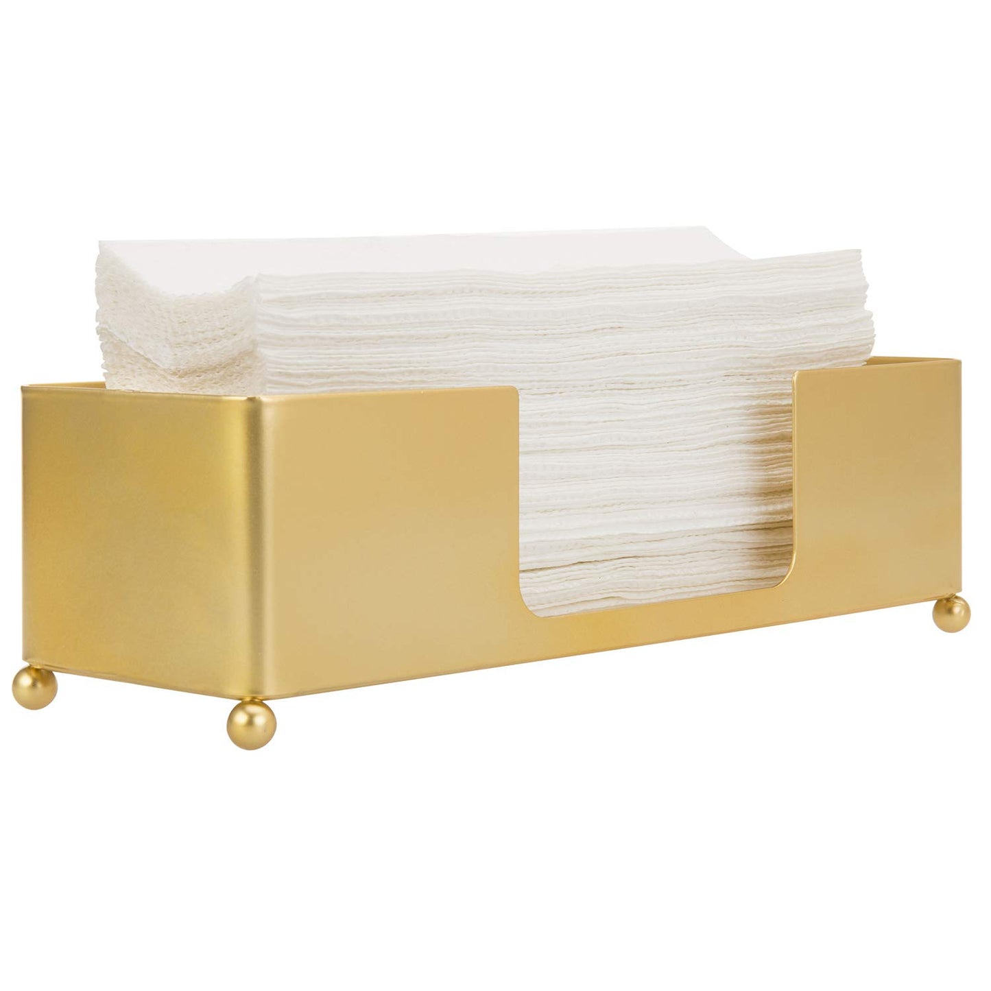 MyGift Gold Paper Towel Holder, Toilet Paper Towel Dispenser for Bathroom, C fold Paper Towel Holder Countertop for Commercial & Home Use, Modern Brass Finish Metal