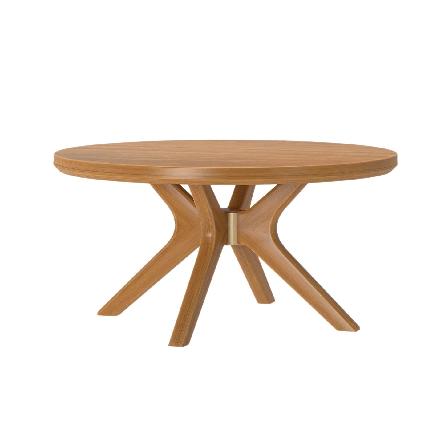 Plank+Beam Verso Round Coffee Table, 36 Inch Cross Leg Coffee Table, Modern Mini Center Tables for Small Spaces, Small Living Space Tea Table, Pecan