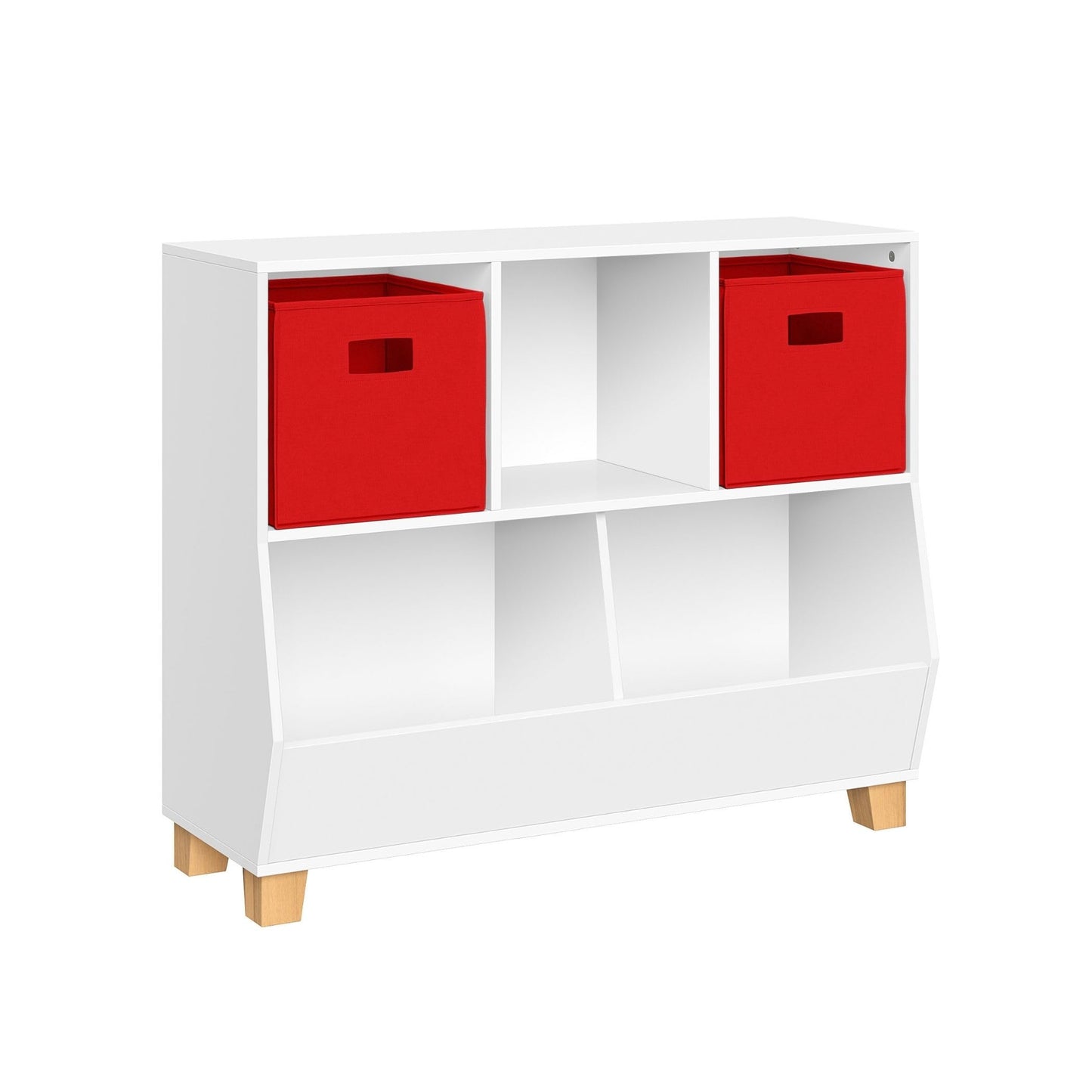 RiverRidge Catch-All Kids Toy Storage Organizer with 3 Cubbies and 2 Storage Bin Compartments