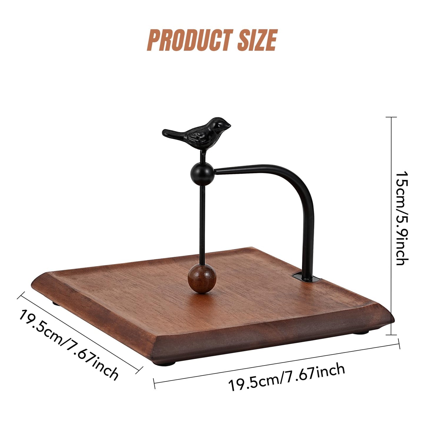 Tocemei Napkin Holder for Table with Unique Bird - shaped Design, Cocktail Napkin Holder. Wooden Base & Iron Build Ensure Stability and Durability. A Tasteful Decor for Kitchen, Living Room and Garden