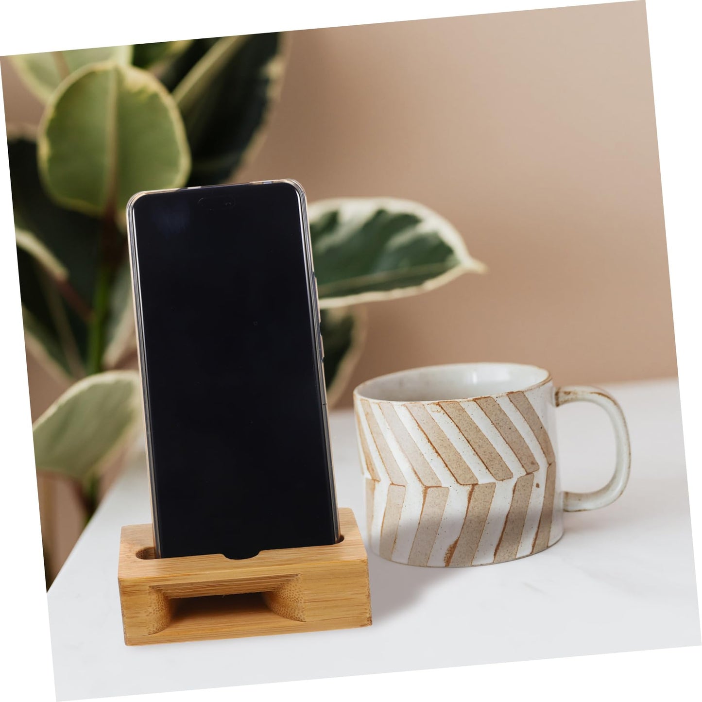 Angoily Wooden Phone Holder Stand with Echo Resonance Sound Amplifier Compact Desktop Cell Phone Loudspeaker Amplifier 3.93X2.36X1.18In