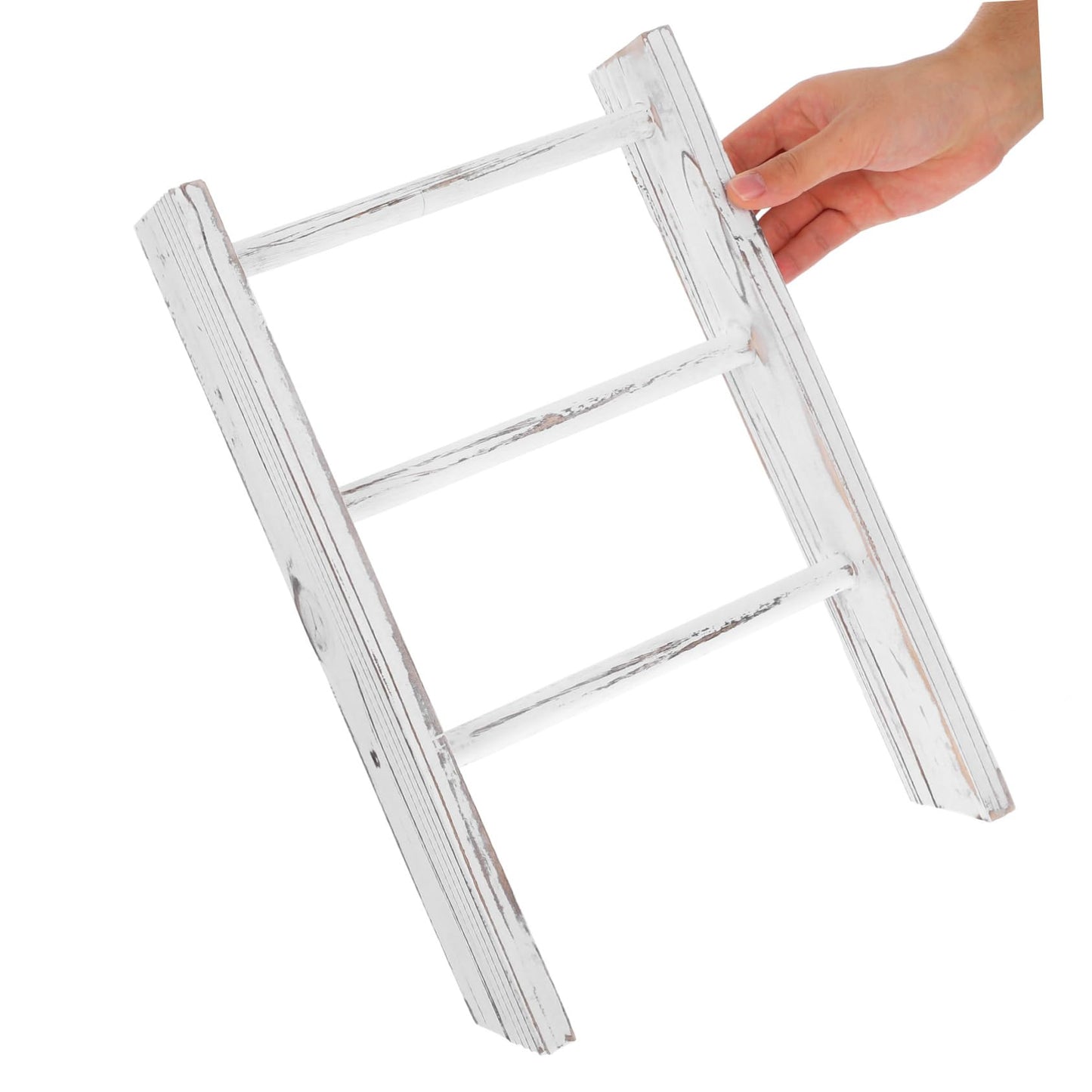 PRETYZOOM Miniature Rustic Ladder Towel Rack for Bathroom and Kitchen Space Saving Farmhouse Decor with Multipurpose Display Function Easy Access Hand Towel Holder for Small Spaces