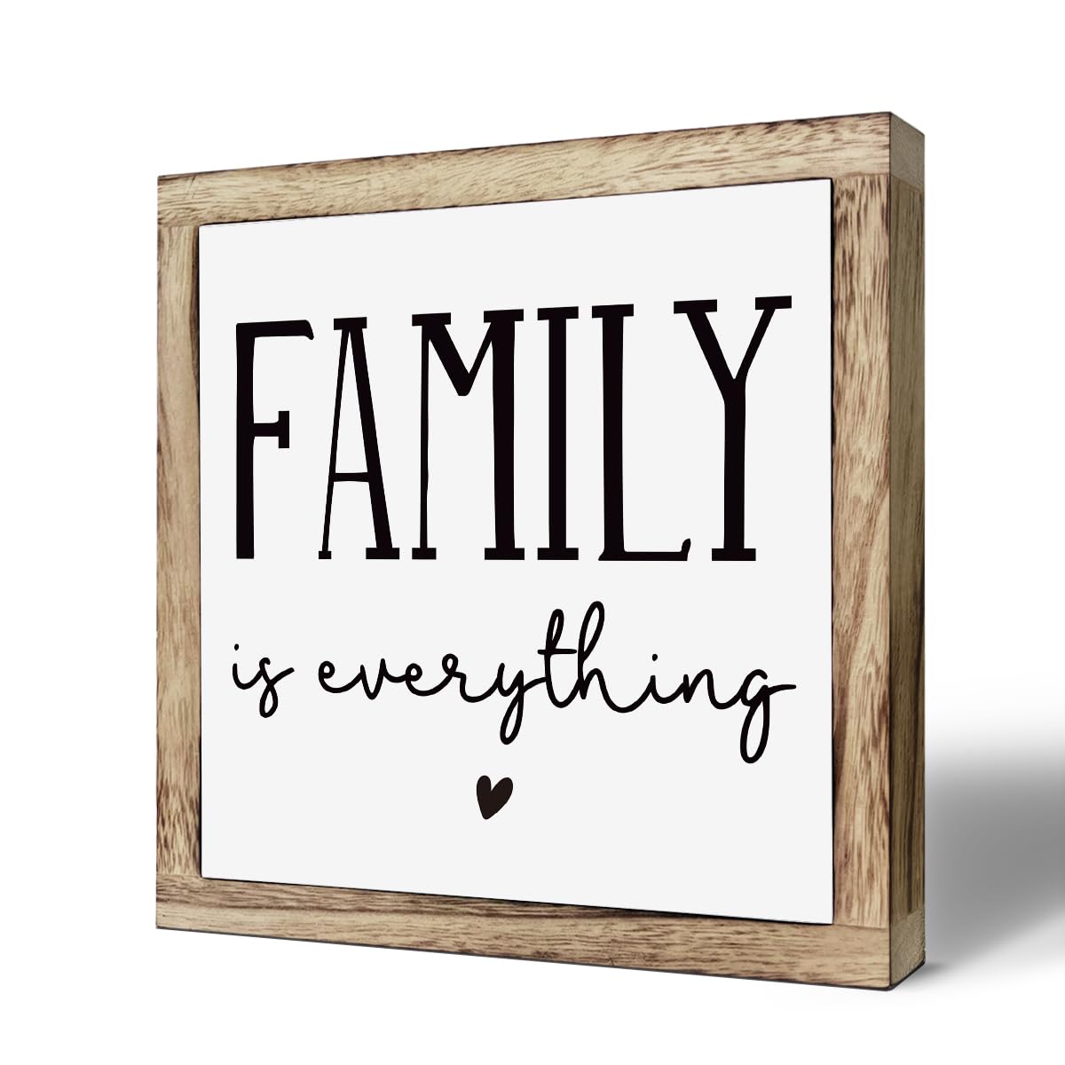 Farmhouse Home Decor, Living Room Decor for Shelf, Home decoration Accent, Rustic Tabletop Decoration, Inspirational Family Signs, Wooden Plaques Box Signs, Family is Everything Sign 9.8 * 9.8 Inch