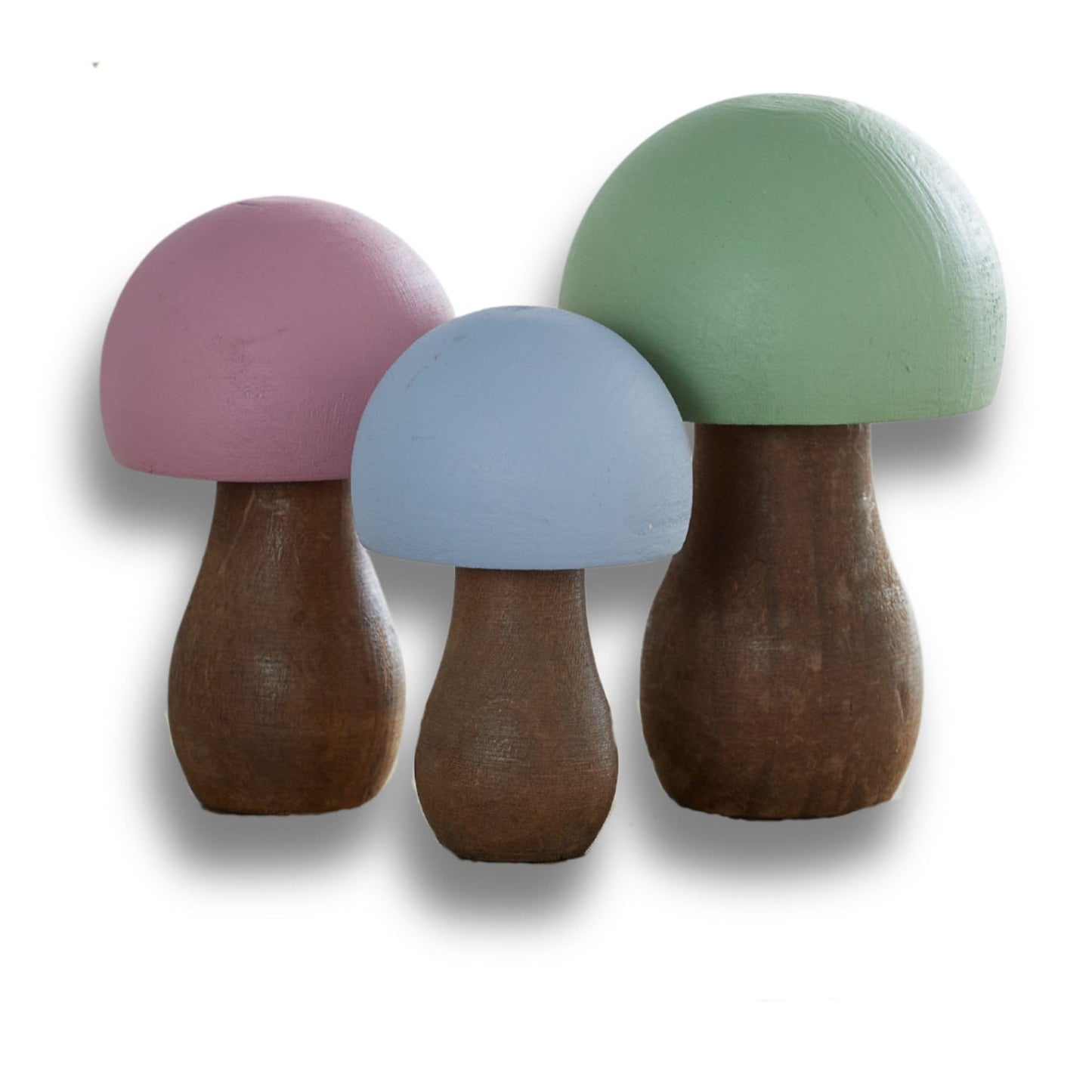 Your Heart's Content Wood Mushrooms, Set of 3 (Pastel Paint 3)