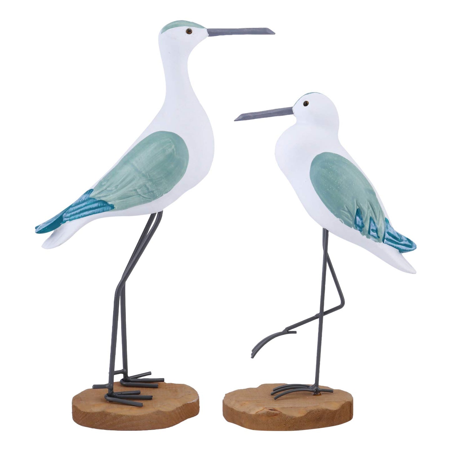 Sewroro 2pcs Wooden Seagull Statues, Wooden Seagull Figurine Bird Statues Simulation Sea Bird Figurines for Home Table Centerpiece
