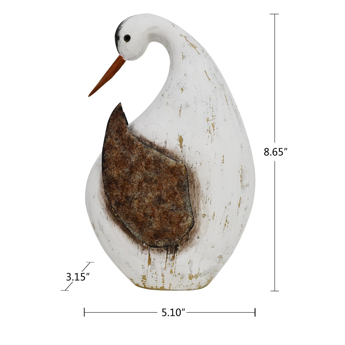 Aecipl Wood Bird Statue Standing Seagull Nautical Decor Coastal Birds Sculpture Indoor Outdoor Animal Figurine Beach Themed Decoration Rustic Home Art for Bedroom Garden (B, L)