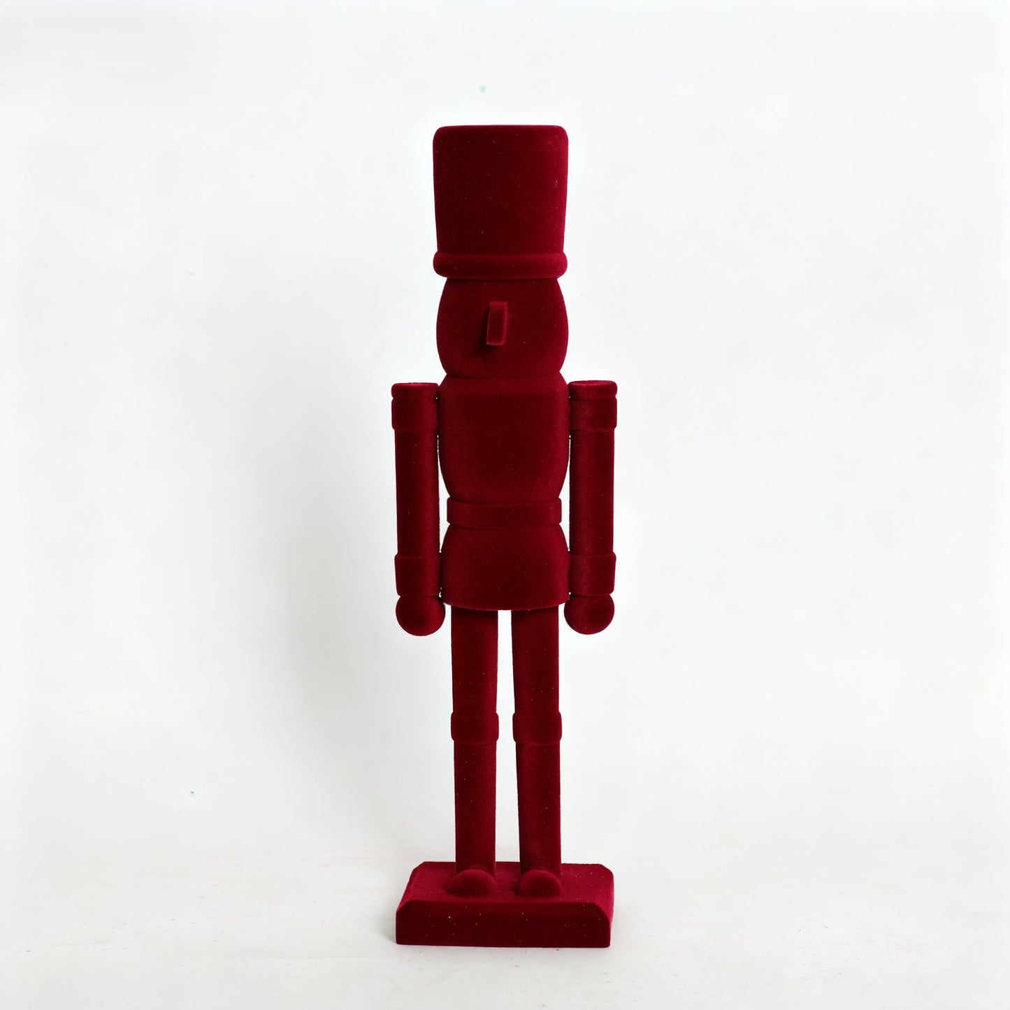 PIONEER-EFFORT Luxury Red Velvet Nutcracker Soldier Figurine - 12 Inch Tall Wooden Christmas Decoration - Festive Holiday Mantel & Tabletop Decor - Elegant Collectible Ornament (FLK-Red, 30CM)
