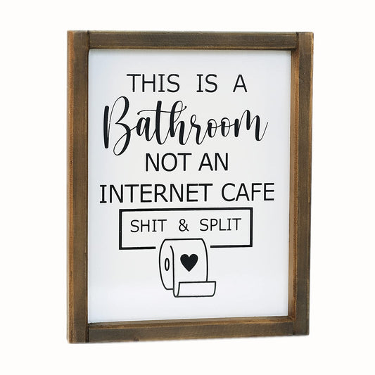 This is a Bathroom Not an Internet Cafe, Funny Bathroom Sign, Toilet Paper Sign, Farmhouse Bathroom Humor Sign, Shelf Sitter,Guests Bathroom Signs Rustic Modern Farmhouse Decor, Kid's Bathroom Decor