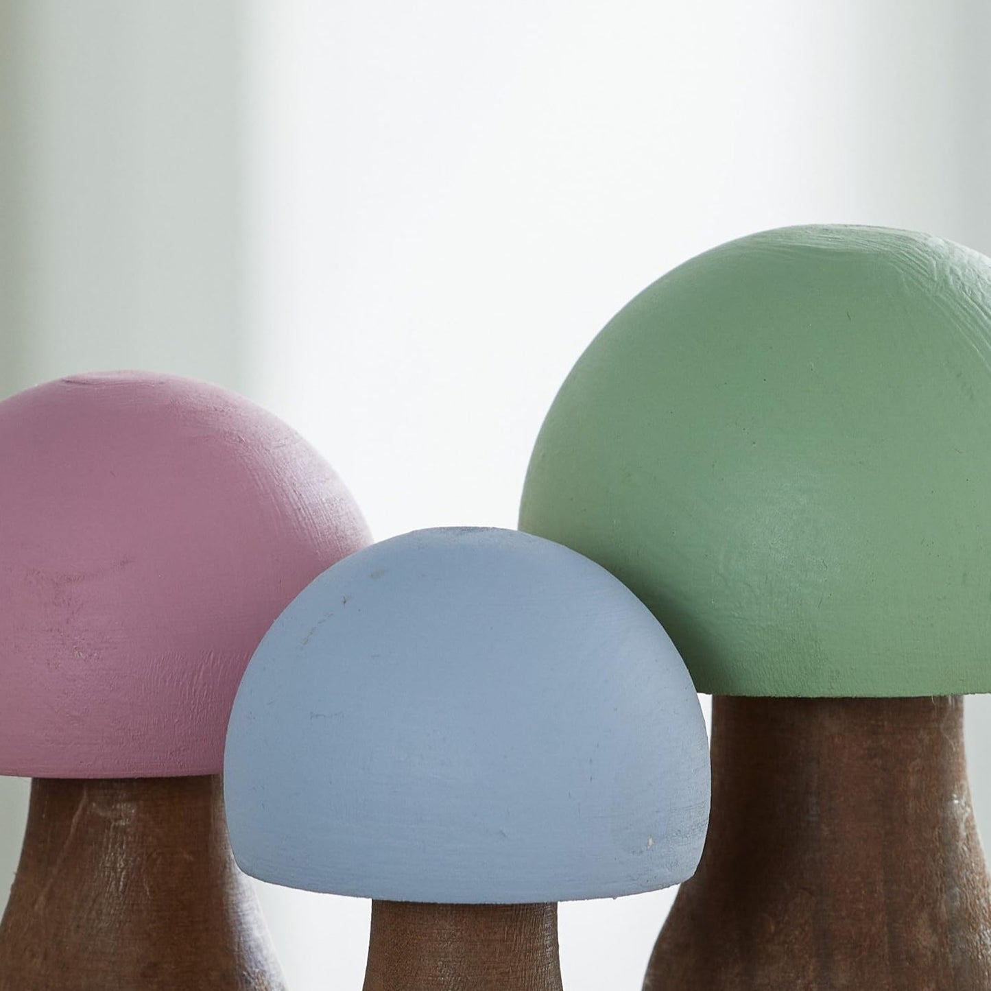 Your Heart's Content Wood Mushrooms, Set of 3 (Pastel Paint 3)