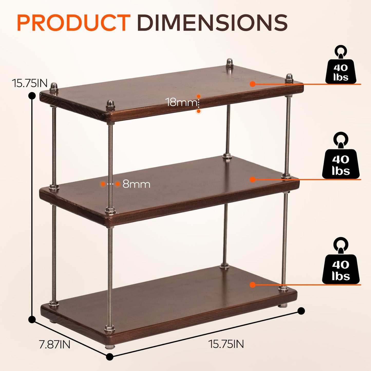 CheerNest Solid Wood Bread Box and 3 Tier Coffee Bar Rack for Kitchen Countertop, Brown