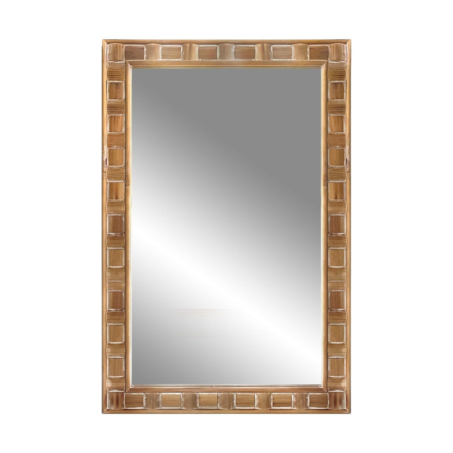 POZINO Rustic Wood Mirror, 24"X36" Farmhouse Bathroom Mirror for Over Sink, Natural Wooden Rectangle Wall Mirrors for Living Room Entryway Bedroom Hallway Fireplace, Horizontal Or Vertical