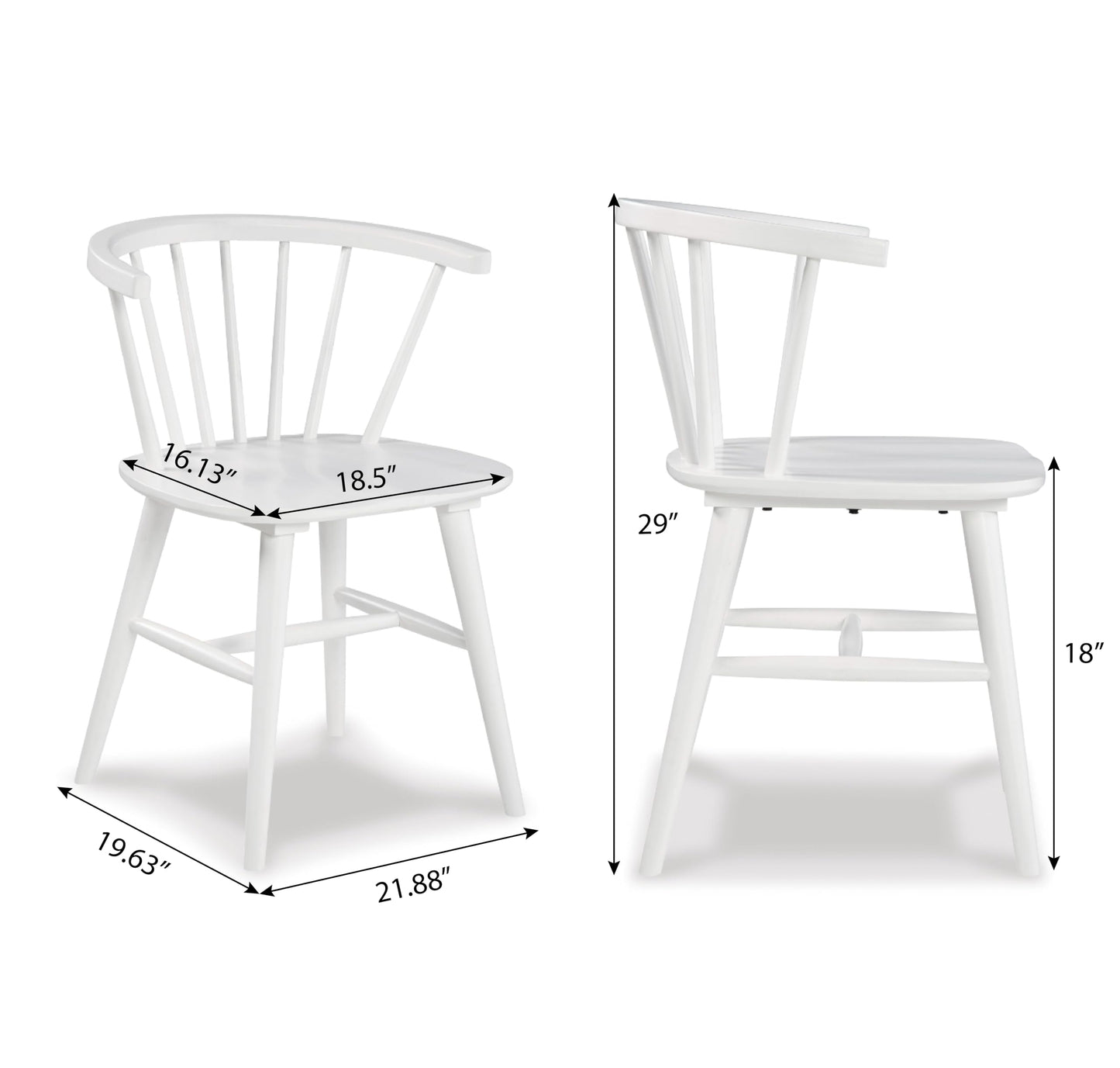 Roundhill Furniture Alwynn Contemporary Wooden Spindle Back Dining Chairs, Set of 2, White