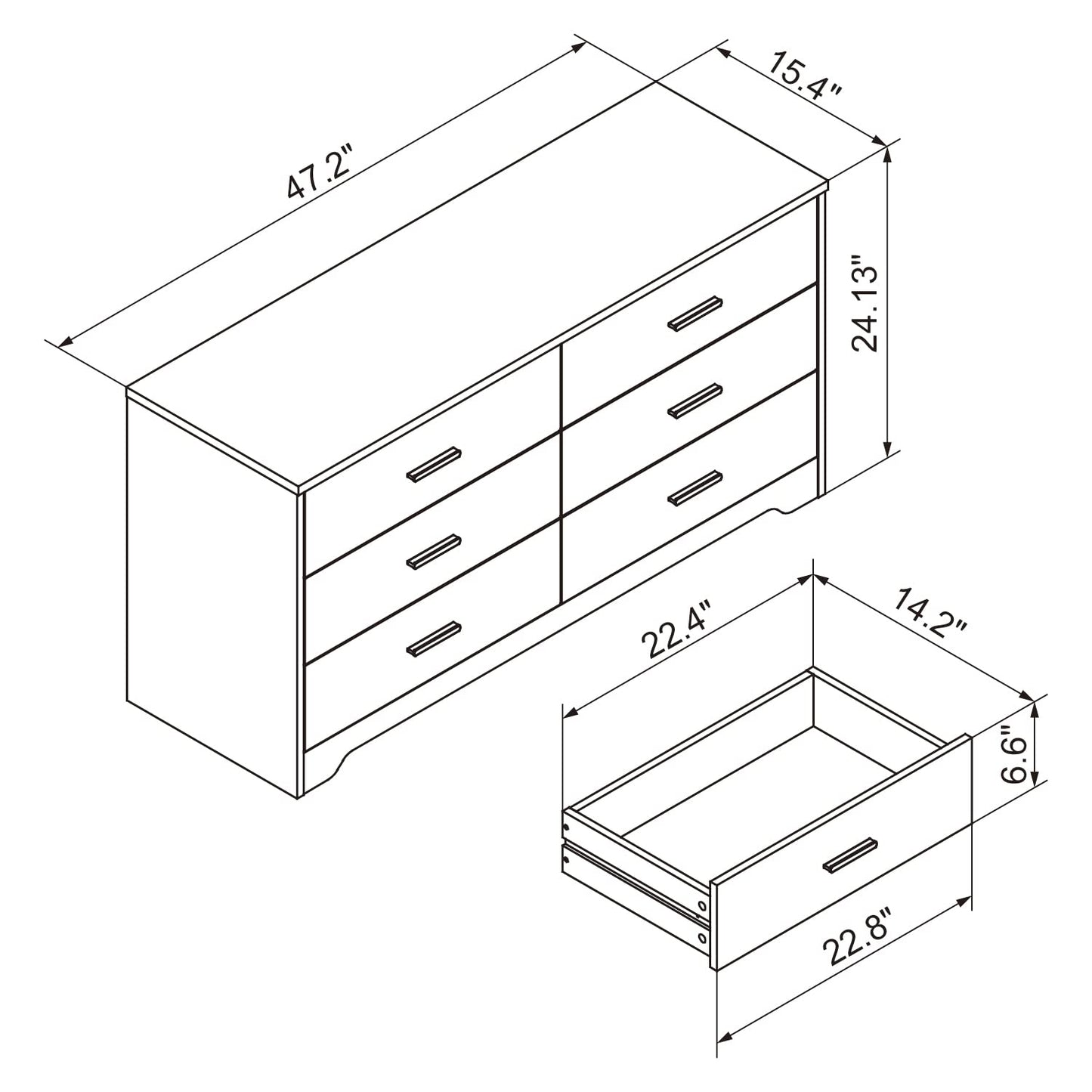 Panana Wooden 5/6 Drawer Dresser, Wide Modern Chest of Drawers, Organizer with Storage Drawers for Living Room Bedroom Hallway Closet (Black, 6 Drawers)