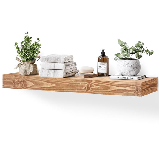 YLYHSST 48x3x7in Solid Wood Floating Shelf – Wood Natural Wall Mounted Fireplace Mantel Shelf – Heavy Duty Decorative Fireplace Mantel for Living Room, Kitchen, Bathroom, Bedroom