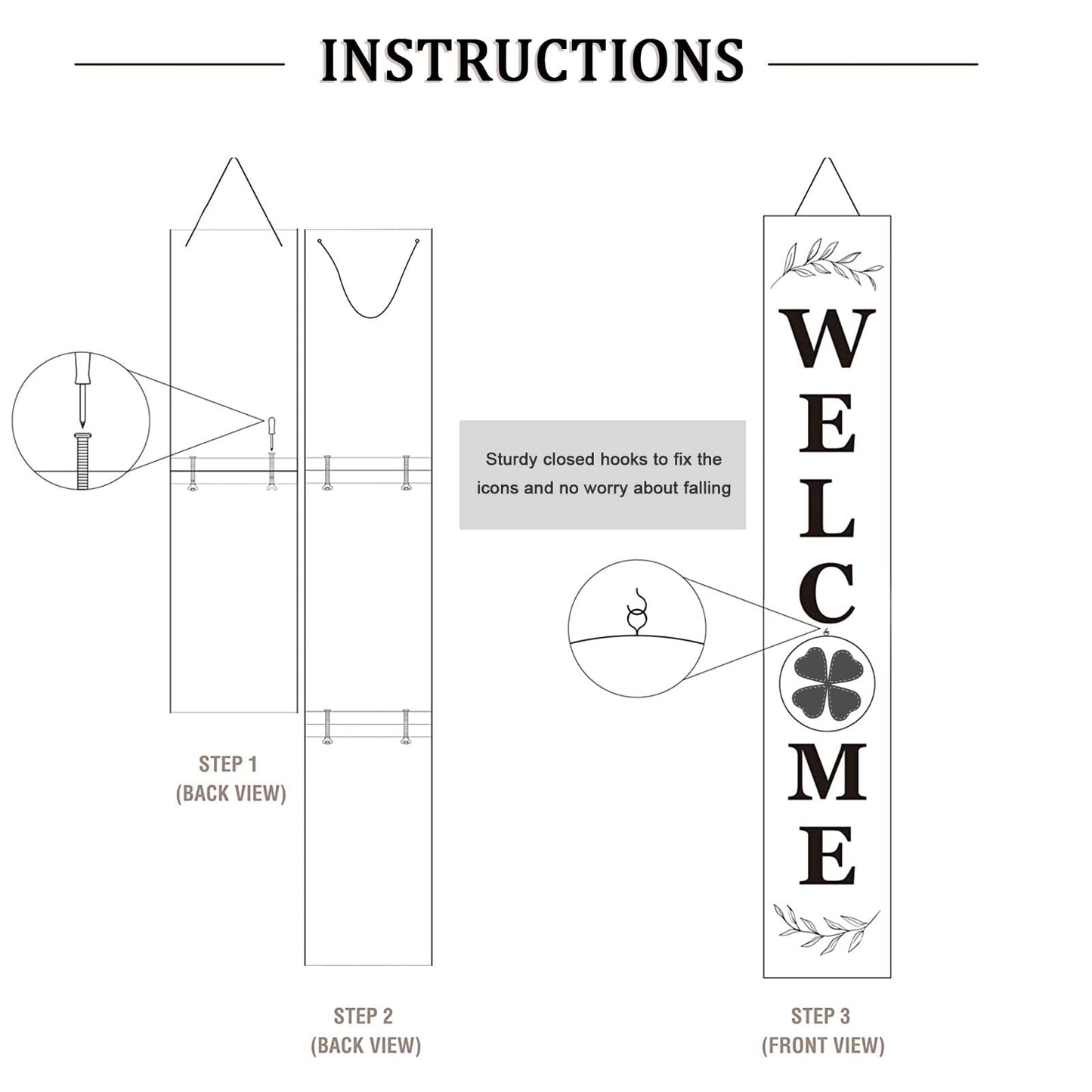 LOTKEY Interchangeable Welcome Sign for Front Porch Standing