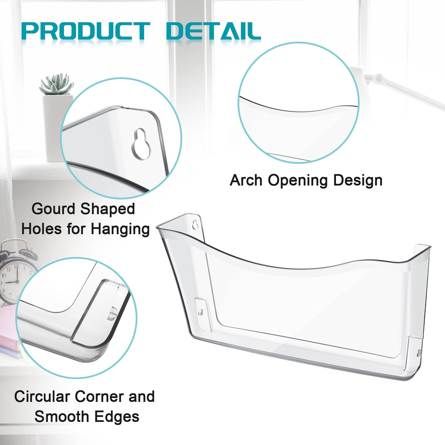 Jetec Acrylic Wall File Organizer Clear Single Pocket Wall Mount File Holder Set 14 x 7 x 3 inches Acrylic Hanging Wall Organizer for Mail Letter Magazine Office Home(4 Pieces)
