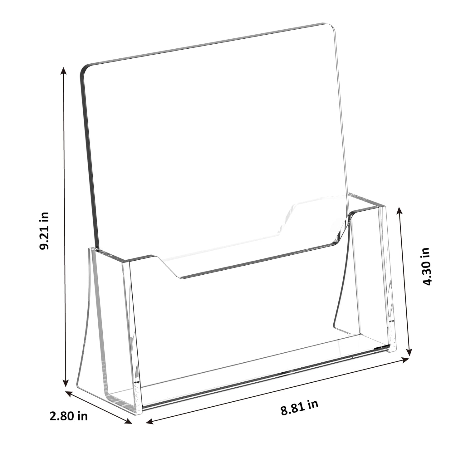 SUNQEBO Acrylic Brochure Holder 8.5 x 11 inch 2 Pack, Clear Flyer Holder Plastic Stands for Displaying Pamphlets, Magazines, Literature, Brochures, Booklets, Menu, Desk Holder, Countertop Organizer