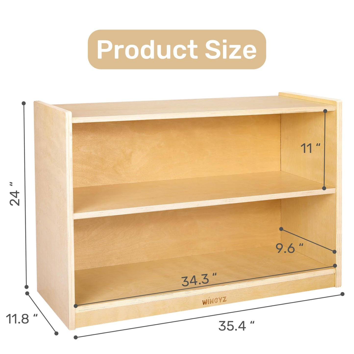 WINGYZ Wooden Storage Cabinet, 2-Tier Kids Toy Storage Organizer, Spacious Montessori Kids Bookshelf, Toy Shelf Storage Organizer for Playroom Classroom Nursery Study Room Living Room