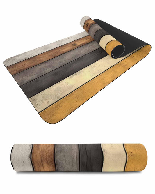 Brown Yellow Black Wood Grain Heat Insulation Trivet & Table Runner Farmhouse Wooden Board Strip Hot Dishes Mat Table Protector Hot Pots Pans Pads Waterproof Placemats for Countertops 40x12 Inch