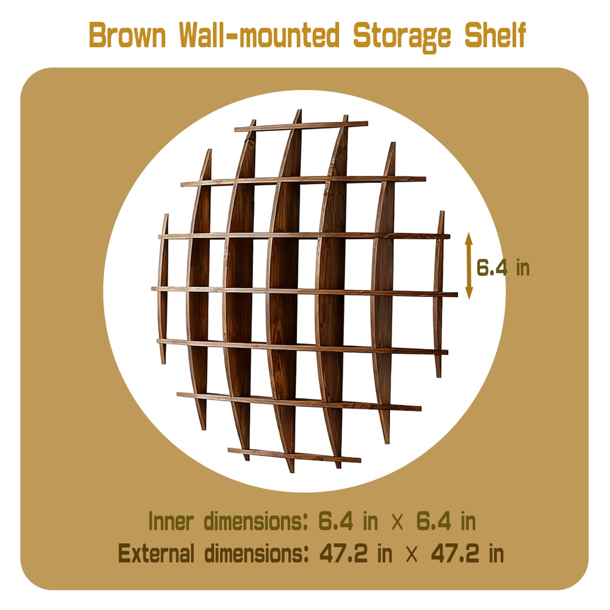 Zansens Sphere Solid Wooden Tea Cup Holder,Oversized Hanging Coffee Mug Display Rack Multi Slot Wall Decor Display Cabinet Mug Shelf for Wall for Kitchen Office Living Room(47.2×47.2'' Dark Brown)