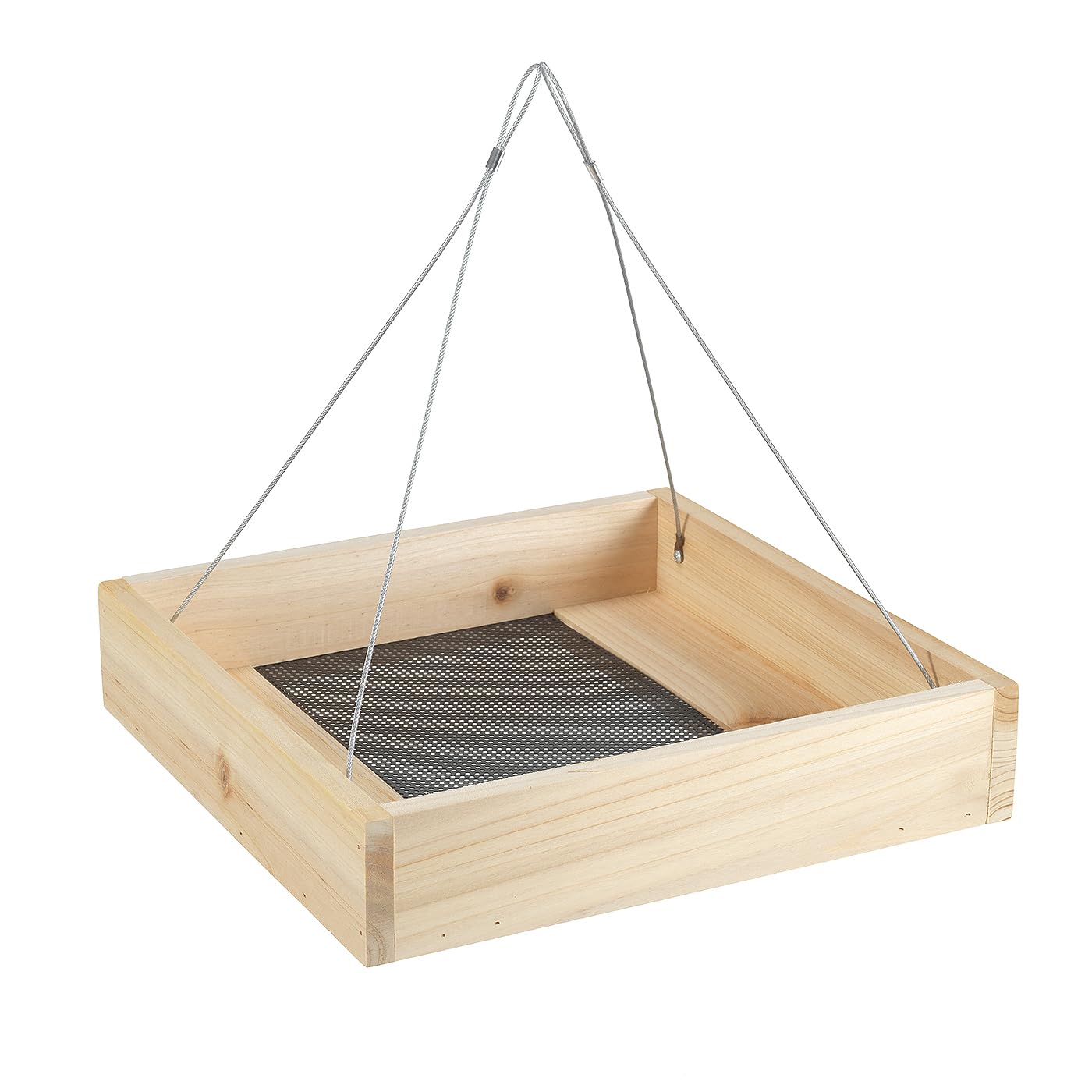 Rocky Mountain Goods Wood Bird Feeder Tray for Outside - 12" Hanging Platform Feeder for Cardinals, Jays - Universal Seed Tray with Drainage - Easy to Fill & Clean - Durable Pine + Rust-Free Hardware