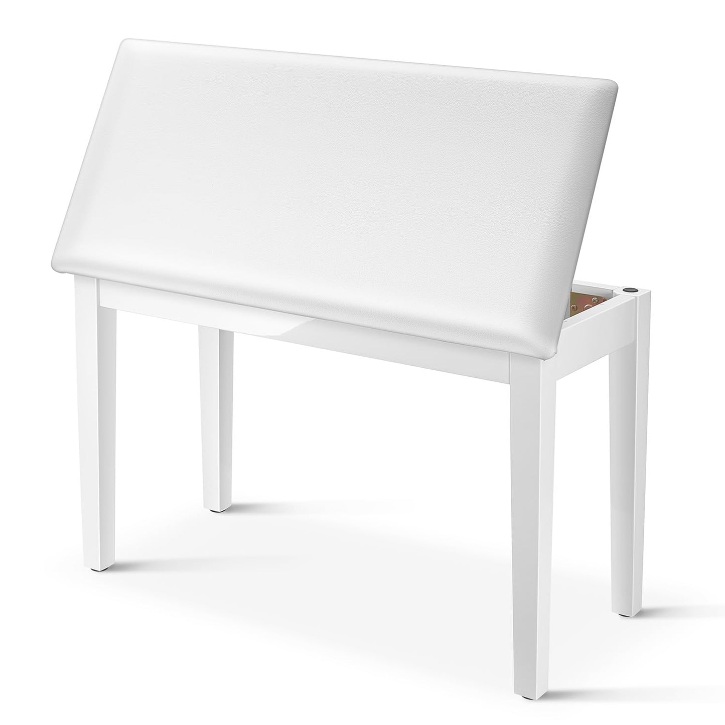 Donner Duet Piano Bench with Storage, Solid Wooden Keyboard Bench Piano Bookcase Stool Chair Seat with High-Density Sponges Padded Cushion, White