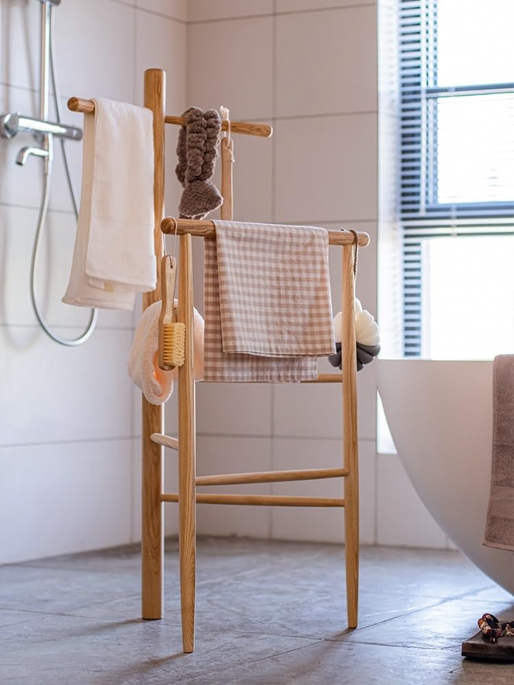 3FLQOOPP Blanket Rack Free Standing Towel Rack Quilt Rack Wooden Towel Stand Free Standing Towel Rack Towel Holder Stand Hand Towel Drying Rack Towel Stand Blanket Ladder Floor