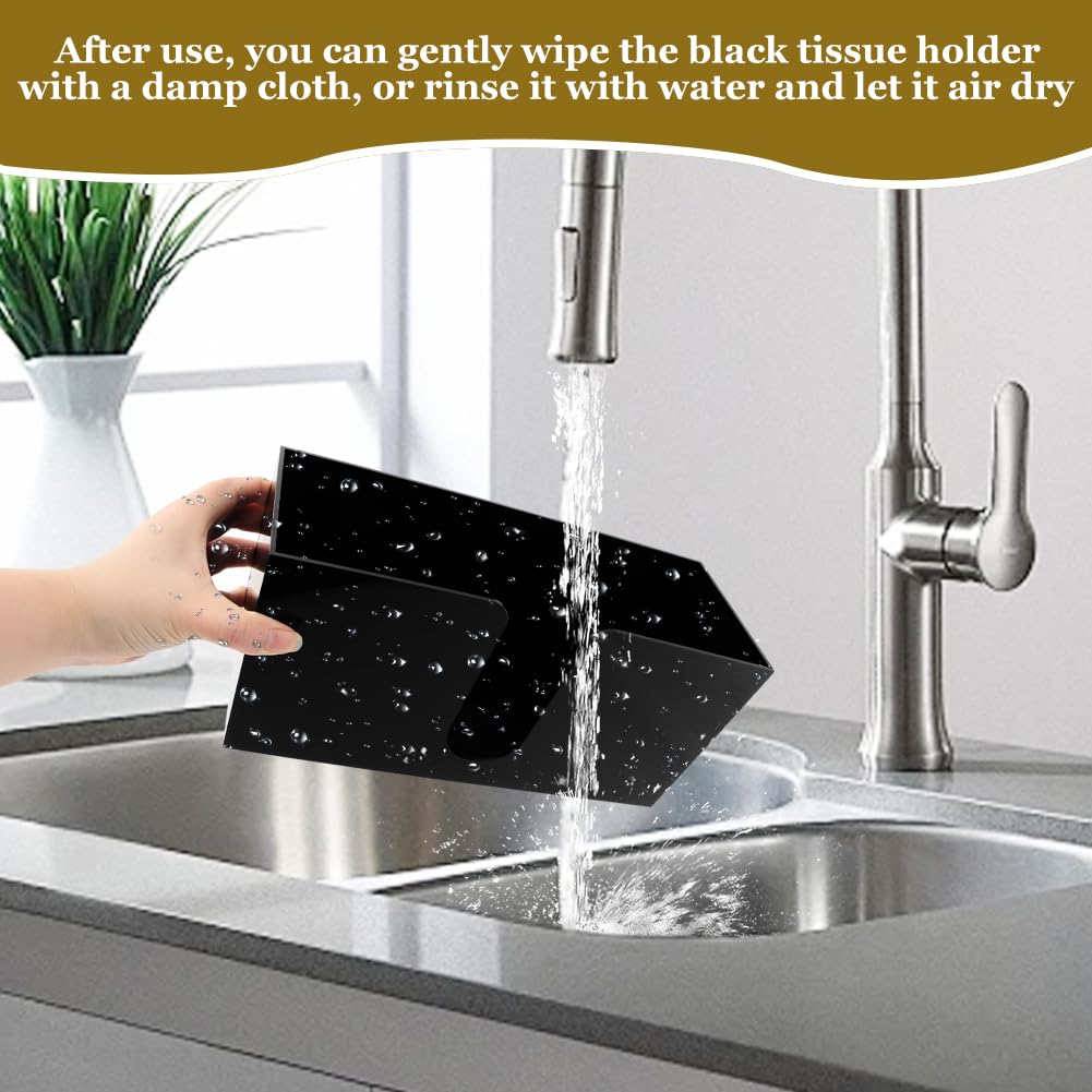 Paper Towel Holder Countertop, Acrylic Napkin Dispenser, Multifold Paper Towel Dispenser, Black Napkin Holder for Z-fold C-fold Trifold