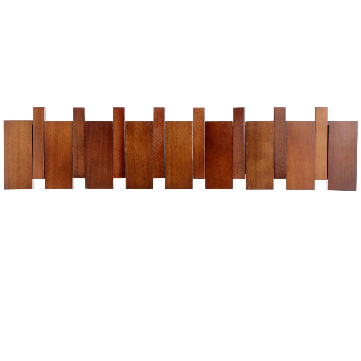 Youyole 8 Hooks Mid Century Modern Wooden Coat Hooks Wood Color Wall Mounted Folding Coat Rack Hanger Heavy Duty Flip Down Piano Hat Rack for Hanging Coats Hats Home