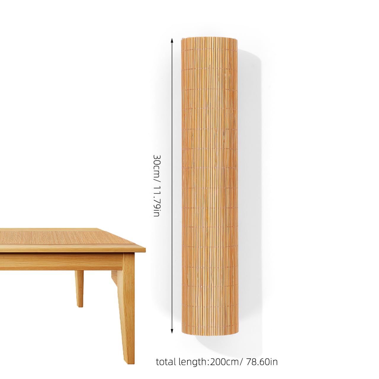 ULTECHNOVO Natural Bamboo Table Runner Cuttable Dining Mat Heat Resistant Bamboo Placemat Roll for Kitchen Table Decoration Tea Ceremony