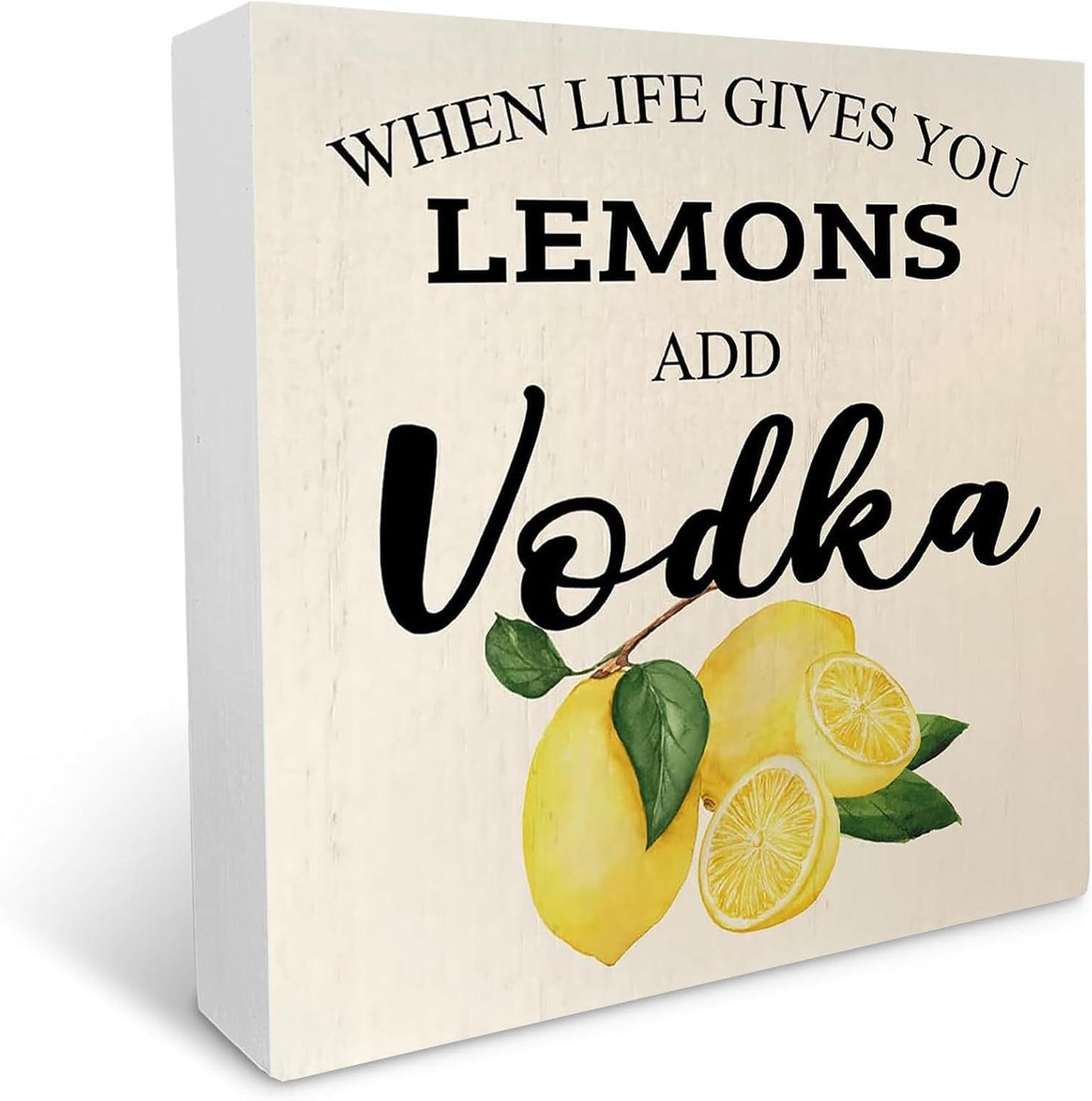 7x7 Inch Funny Lemon Decor Summer Kitchen Decor Desk Decor Wooden Box Sign For Home Bathroom Shelf Entryway Centerpiece Sitter Farm Cafe Counter Cabin Cubicle Table Top Tiered Tray Decor