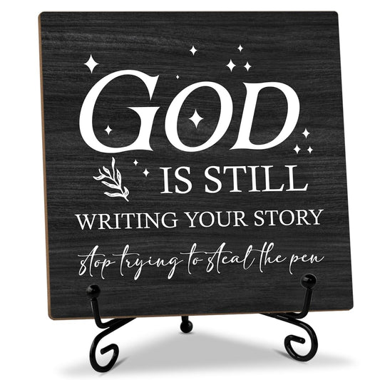 Christian Home Desk Decor Bible Verses Religious Gifts for Women Men Christian Sign Desk God Decor for Office Home Shelf Prayer Room Table Centerpiece Wood Sign Plaque with Stand -47