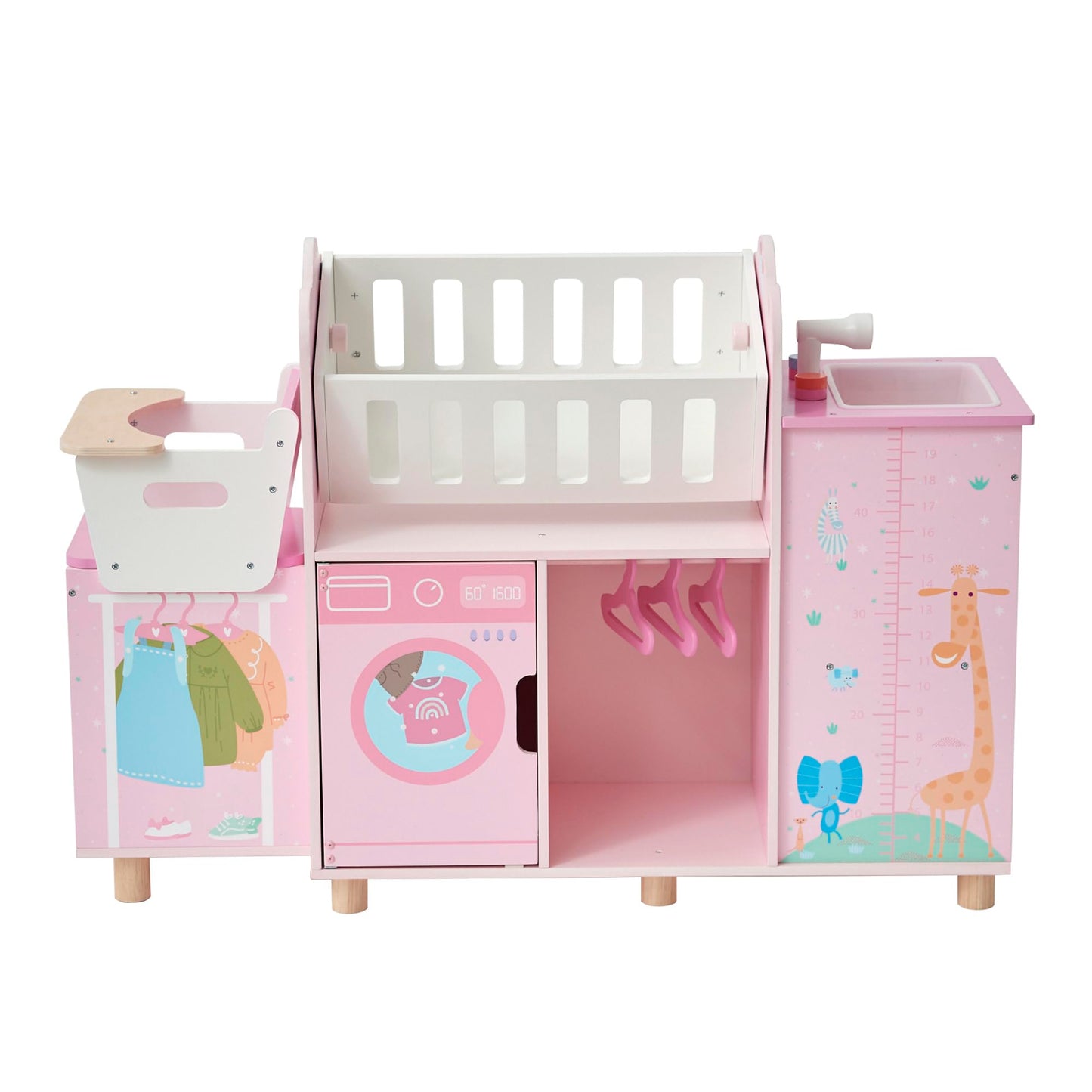 Olivia's Little World Amanda 6-in-1 Wooden Doll Nursery Station, Pink/Multi